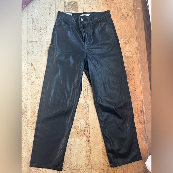 Levi's Black Faux Leather Ribcage Straight Pants - Picture 12 of 13